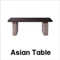 姫系アジアン家具　グレーラタンのリビングテーブル