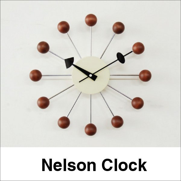 デザイン家具 ブラウンミッドセンチュリーネルソンデザイナーズ掛け時計ボールクロック