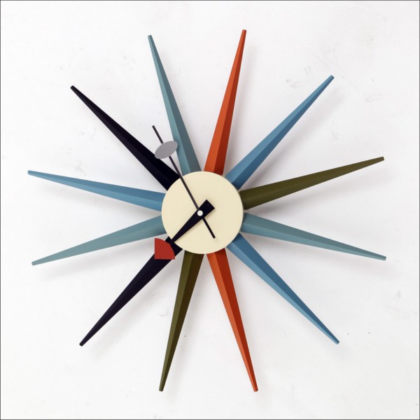 【本州送料無料】 シックでレトロ デザイナーズ掛け時計 サンバースト・クロック 奇抜で新しいジョージ・ネルソンクロック マルチカラー